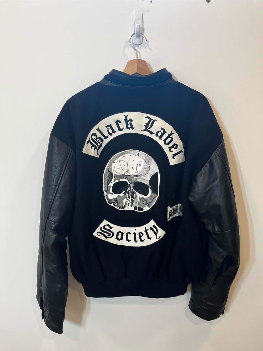 Black Wool & Leather Bomber Jacket BLACK LABEL SOCIETY (XXL) made in Canada